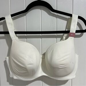 Lane Bryant Cacique Bra Smooth Balconette Underwire Support Lined White Size 38D